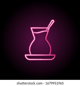 Turkish tea glasses neon icon. Simple thin line, outline vector of tea icons for ui and ux, website or mobile application