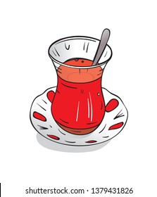 turkish tea. hand drawing turkish tea and saucer svg