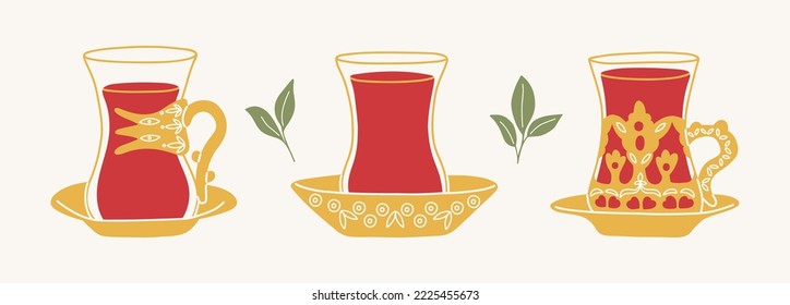 Turkish tea, Hand drawn trendy Vector illustration svg