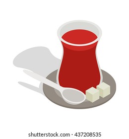 Turkish tea icon, isometric 3d style