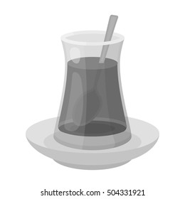 Turkish tea icon in monochrome style isolated on white background. Turkey symbol stock vector illustration.