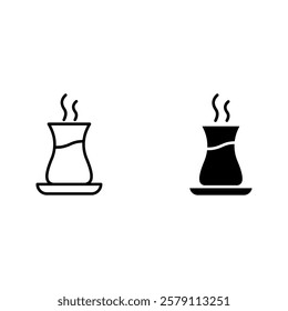 Turkish tea icon set color editable