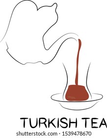 Turkish tea line icon .