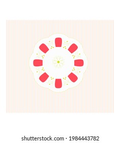 Turkish tea plate shape red yellow color white plate