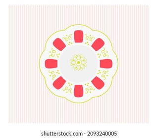 Turkish tea plate shape red yellow color white plate