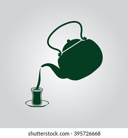 Turkish tea pouring, pouring tea icon
