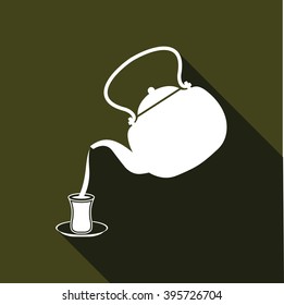 Turkish tea pouring, pouring tea icon
