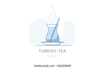 Turkish tea, skyline vector illustration, line graphics for web pages, mobile apps and polygraphy.