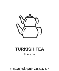 Turkish Tea Traditional Authentic Double Teapot Kettle Sign Black Thin Line Icon Emblem Concept. Vector illustration