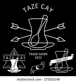 Turkish tea vector logo set