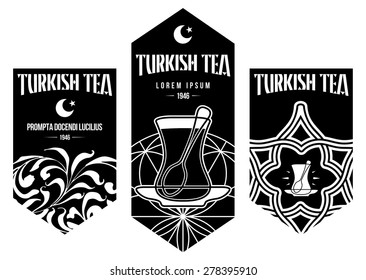 Turkish tea vector logo set