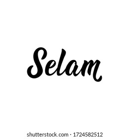 Turkish text: Hello. Lettering. Ink illustration. Modern brush calligraphy. Selam.
