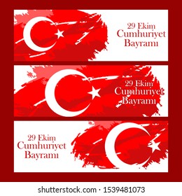 Turkish text: October 29, Republic Day. National holiday of the Republic of Turkey vector illustration. Suitable for greeting card, poster and banner.