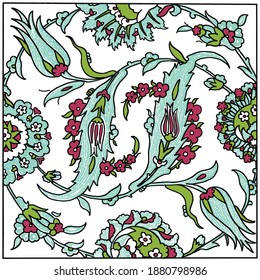 Turkish tile seamless tulip pattern.