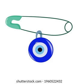 Turkish traditional blue symbol from evil eye isolated on white background. Lucky nazar. Isolated vector item on white background. Success symbol. Simple design.