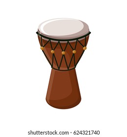 Turkish traditional drum isolated over white background. Cartoon vector illustration in flat style.