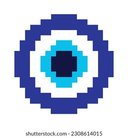 Turkish traditional Evil Eye Pixel Art Illustration