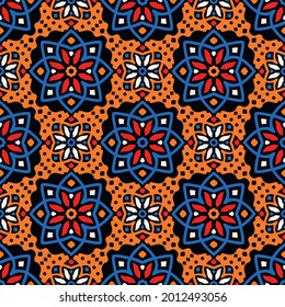 Turkish traditional fabric seamless pattern, inlay ornament, vector background