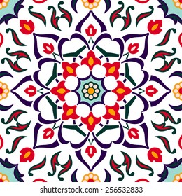 Turkish traditional floral decor, seamless pattern, vintage background, vector