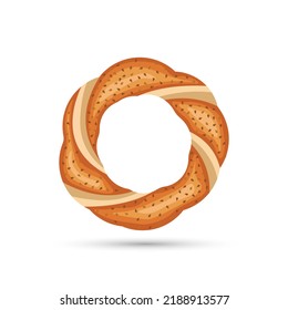 Turkish traditional sesame bagel. Isolated vector illustration.