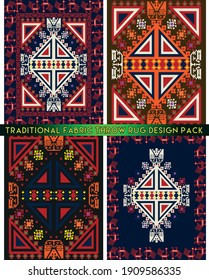 Turkish traditional throw rug, pillow, carpet, dress  design pack