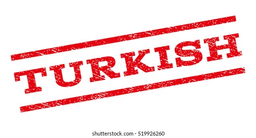 Turkish watermark stamp. Text caption between parallel lines with grunge design style. Rubber seal stamp with dust texture. Vector red color ink imprint on a white background.