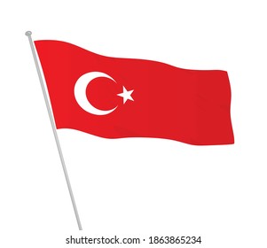 Turkish waving flag. vector illustration