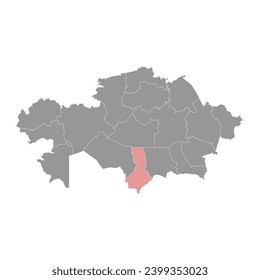 Turkistan region map, administrative division of Kazakhstan. Vector illustration.
