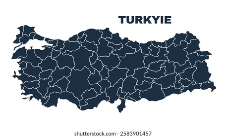 Turkiye map flat border outline vector