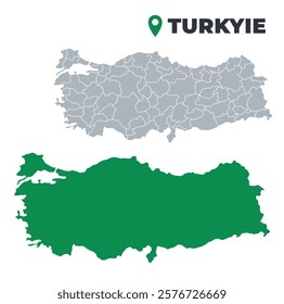 Turkiye map simple flat outline vector set