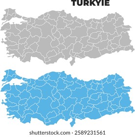 Turkiye simple maps flat illustration