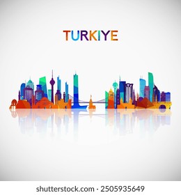 Turkiye skyline silhouette in colorful geometric style. Symbol for your design. Vector illustration.