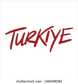 Turkiye Text. Red Logotype. Vector illustration.