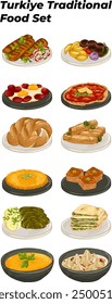 Turkiye Traditional Food Illustration Set