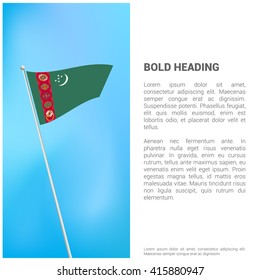 Turkmenistak flag Brochure - Vector Flyer Cover Page Design