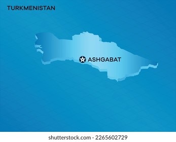 Turkmenistan 3D Isometric map with Capital Mark Ashgabat Vector Illustration Design