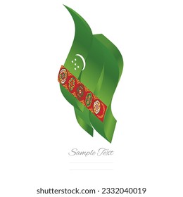 Turkmenistan abstract flag logo icon. Turkmen 3d flag ribbon banner isolated on white background