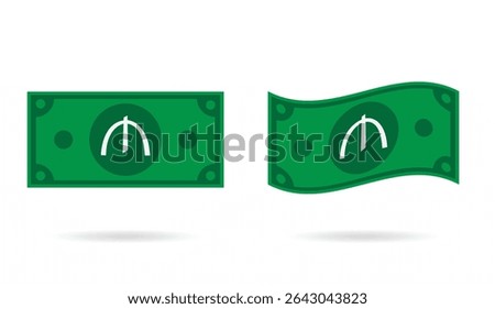 Turkmenistan Azerbaijan Manat money flat and flowing style