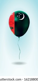 Turkmenistan balloon with flag.Ballon in the Country National Colors. Country Flag Rubber Balloon. Vector Illustration.