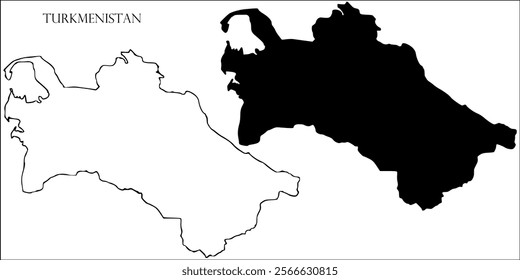 Turkmenistan Blank Map, Turkmenistan Map Outline Vector Images