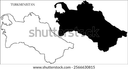 Turkmenistan Blank Map, Turkmenistan Map Outline Vector Images