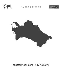 Turkmenistan Blank Vector Map Isolated on White Background. High-Detailed Black Silhouette Map of Turkmenistan.