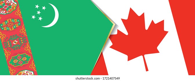 Turkmenistan und Kanada Flaggen, zwei Vektorflaggen Symbol für Beziehung oder Konfrontation.