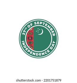 Turkmenistan Circle Flag Logo Independence Day Vector Illustration
