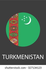 Turkmenistan circle flag - vector icon