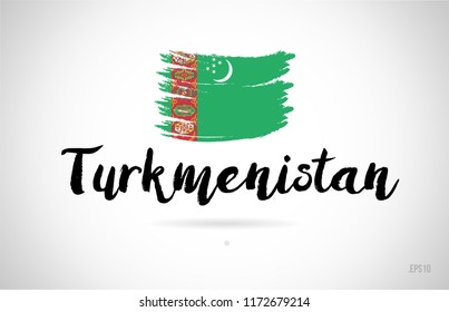 turkmenistan country flag concept with grunge design suitable for a logo icon design