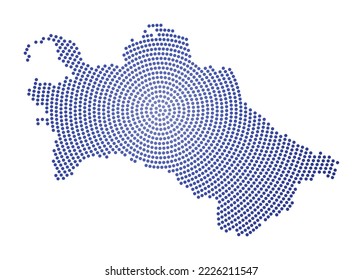 Turkmenistan dotted map. Digital style shape of Turkmenistan. Tech icon of the country with gradiented dots. Captivating vector illustration.