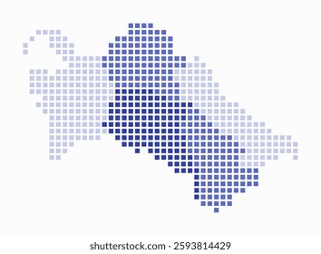 Turkmenistan dotted map. Digital style map of the country on white background. Turkmenistan shape with square dots. Colored dots style. Large size squares. Beautiful vector illustration.