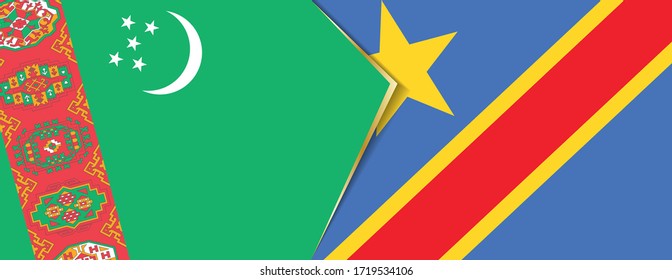 Banderas de Turkmenistán y la República Democrática del Congo, dos banderas vectoriales símbolo de relación o enfrentamiento.