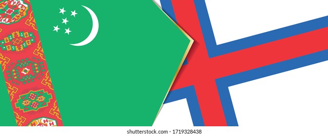 Turkmenistan and Faroe Islands flags, two vector flags symbol of relationship or confrontation.